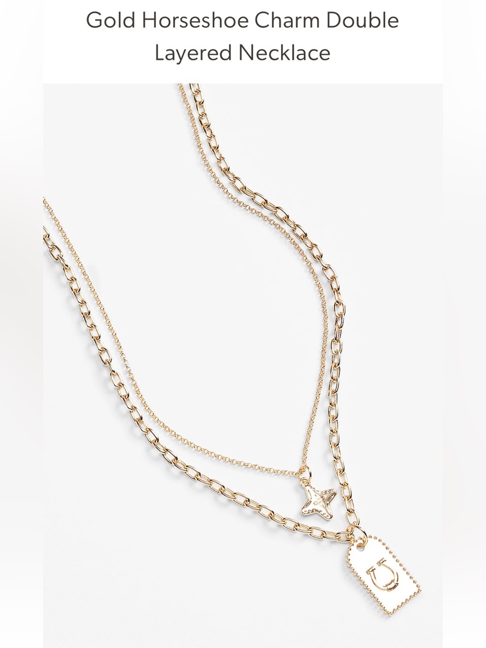 MAURICES Gold Horseshoe Double Layer Charm Necklace Western